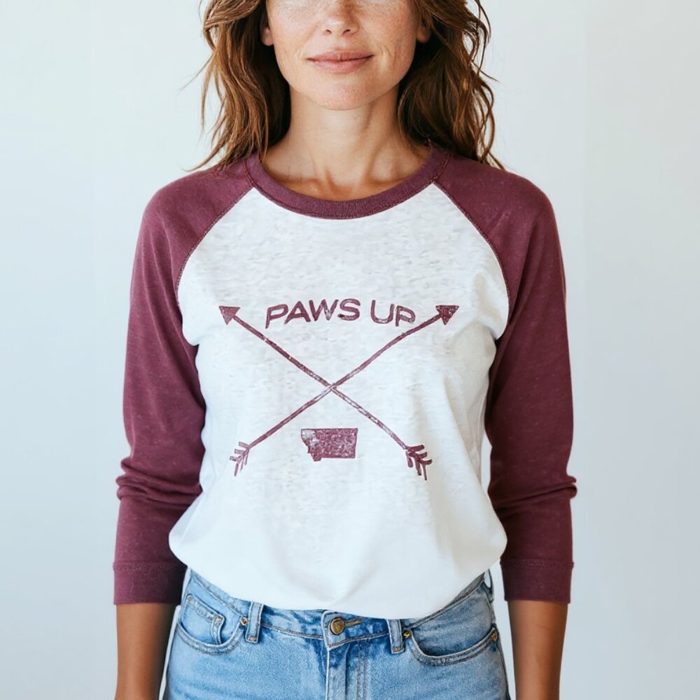 Ouray Paws Up Montana Graphic Raglan Sweatshirt Gray - Large - Picture 2 of 7